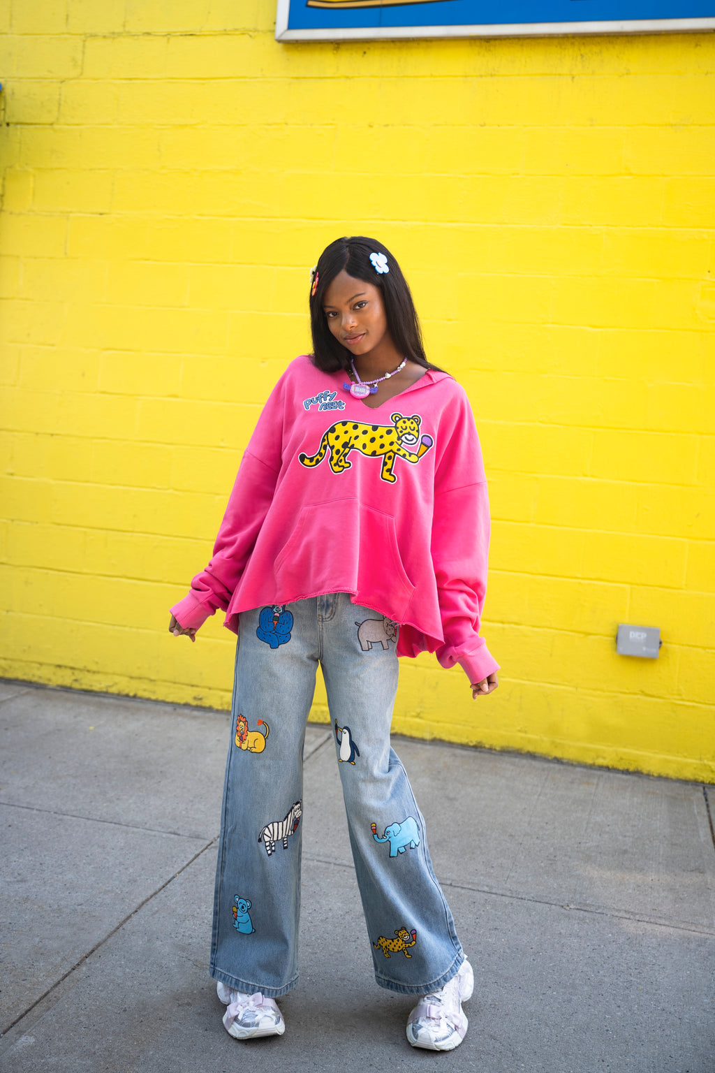 Whimsical Animal Embroidered Jeans