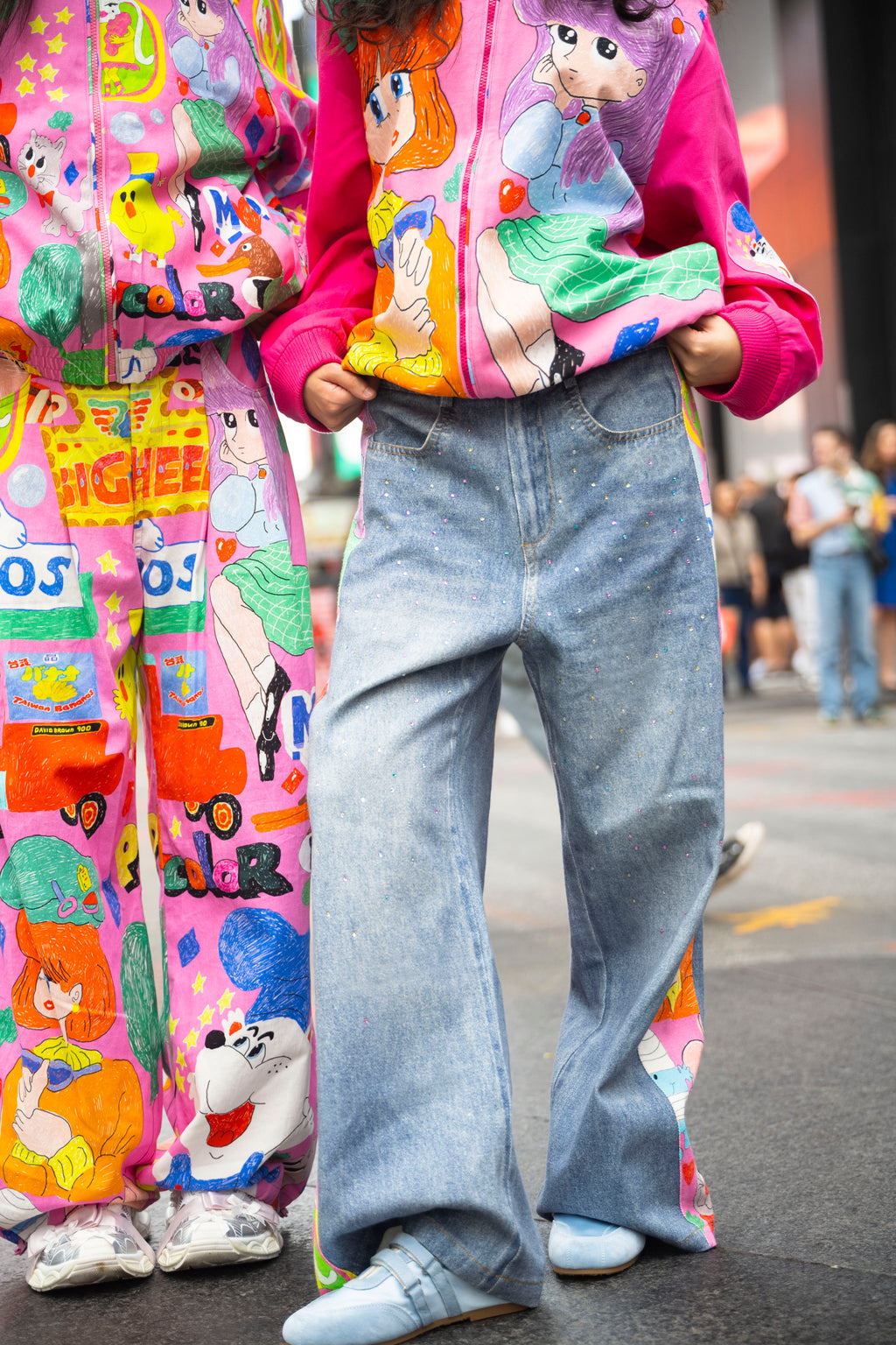 Graffiti Hotfix Rhinestone Casual Pants