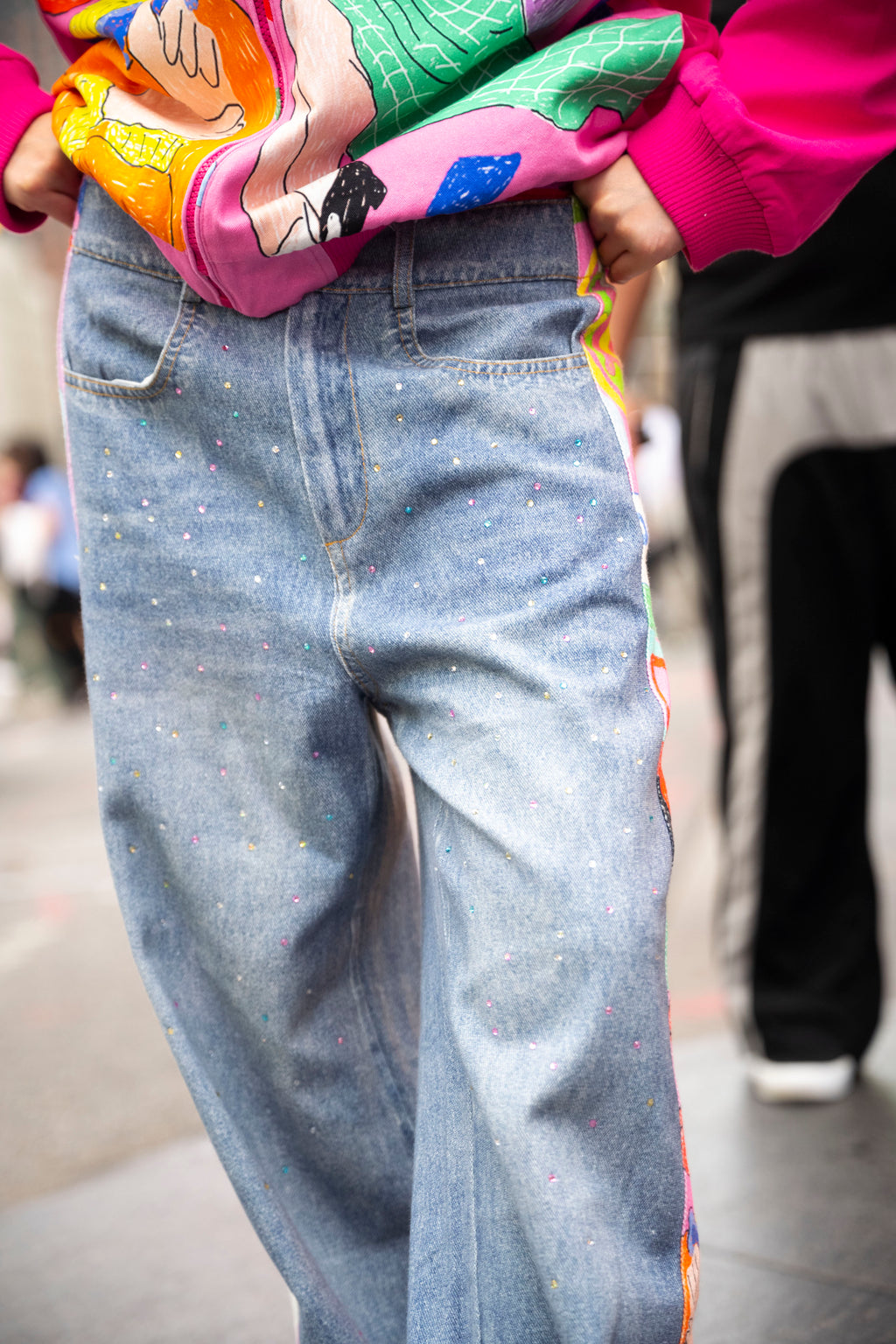 Graffiti Hotfix Rhinestone Casual Pants