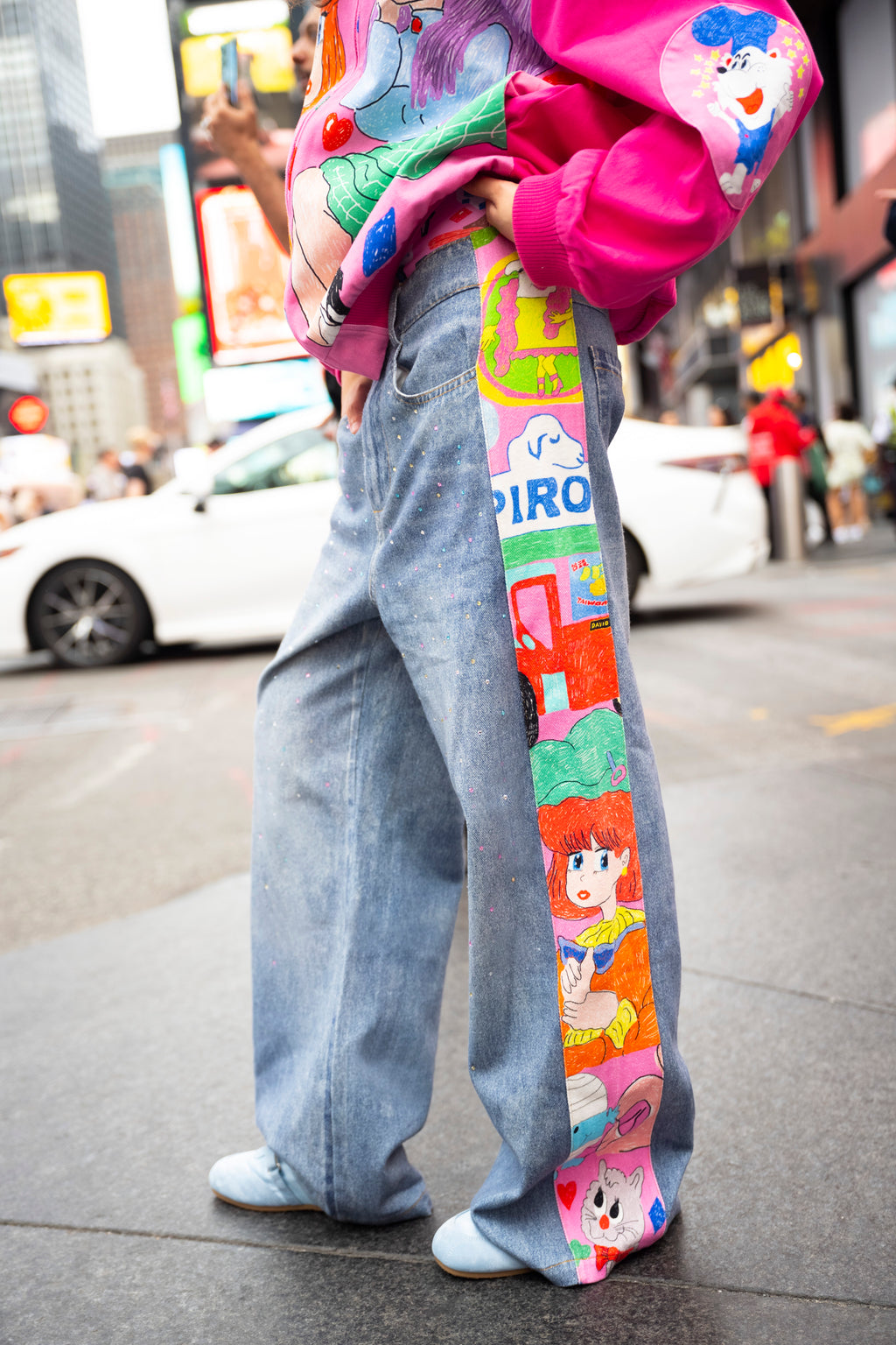 Graffiti Hotfix Rhinestone Casual Pants