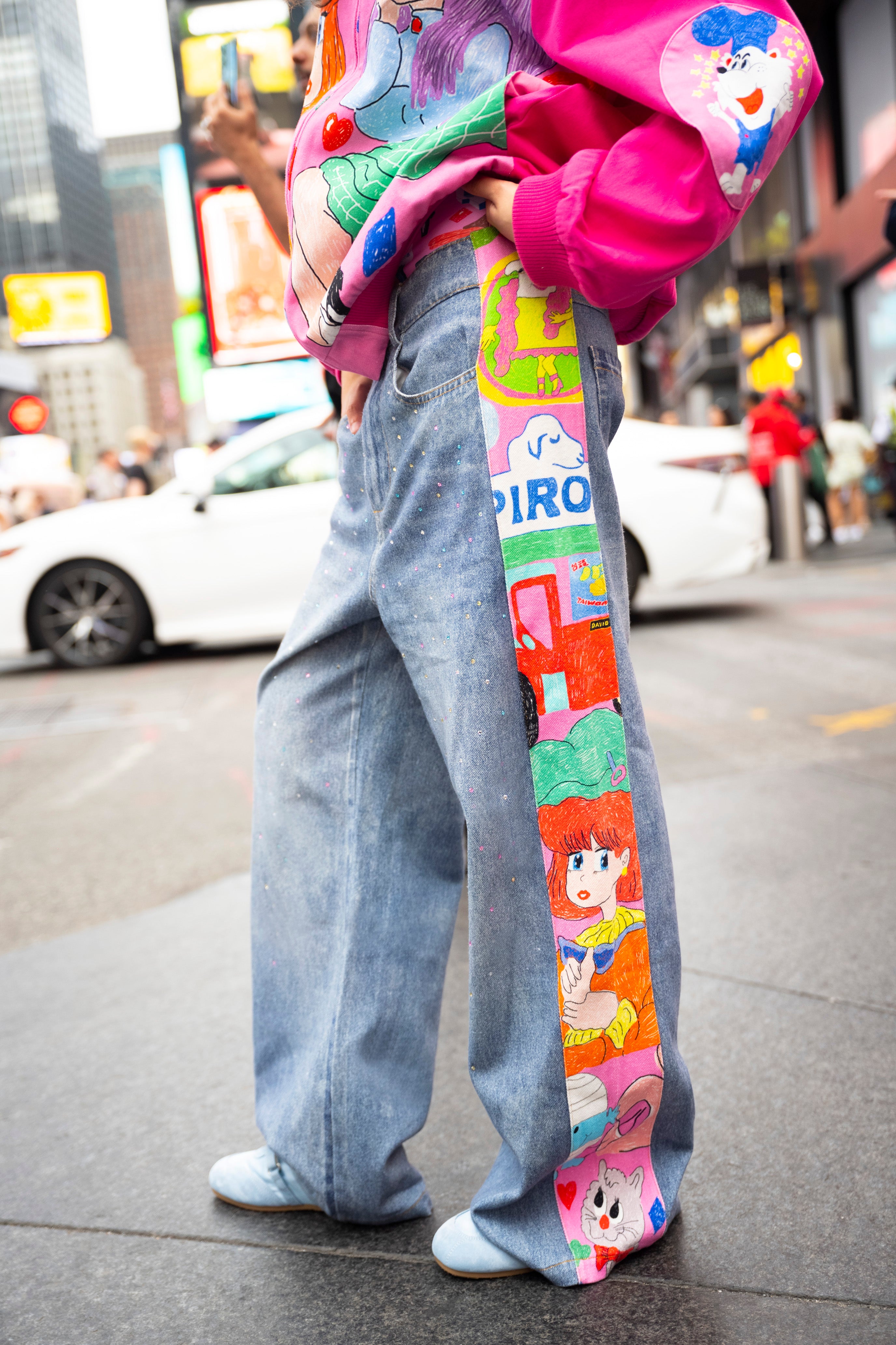 Graffiti Hotfix Rhinestone Casual Pants