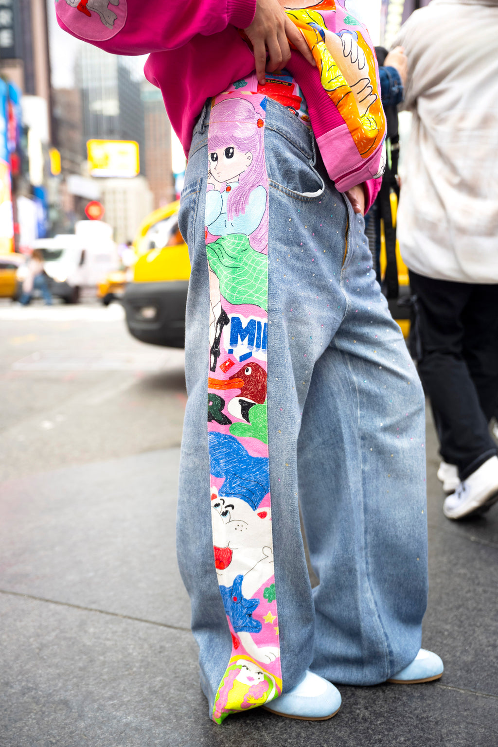 Graffiti Hotfix Rhinestone Casual Pants